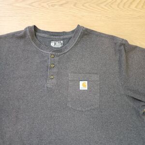 Carhartt Henley Shirt Mens XXL Loose Fit Gray One Pocket Embroidered Logo